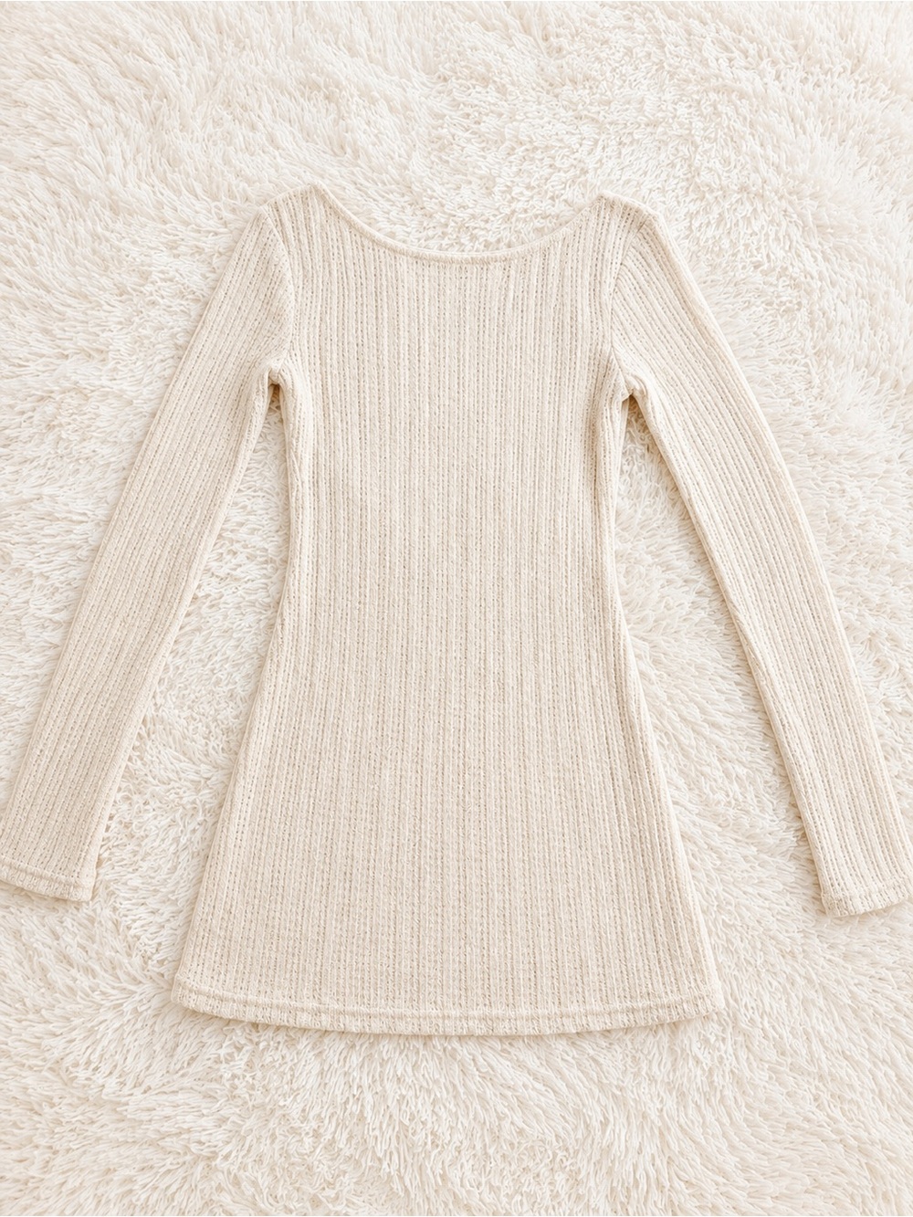 H&M Cream Ribbed Knit Dress